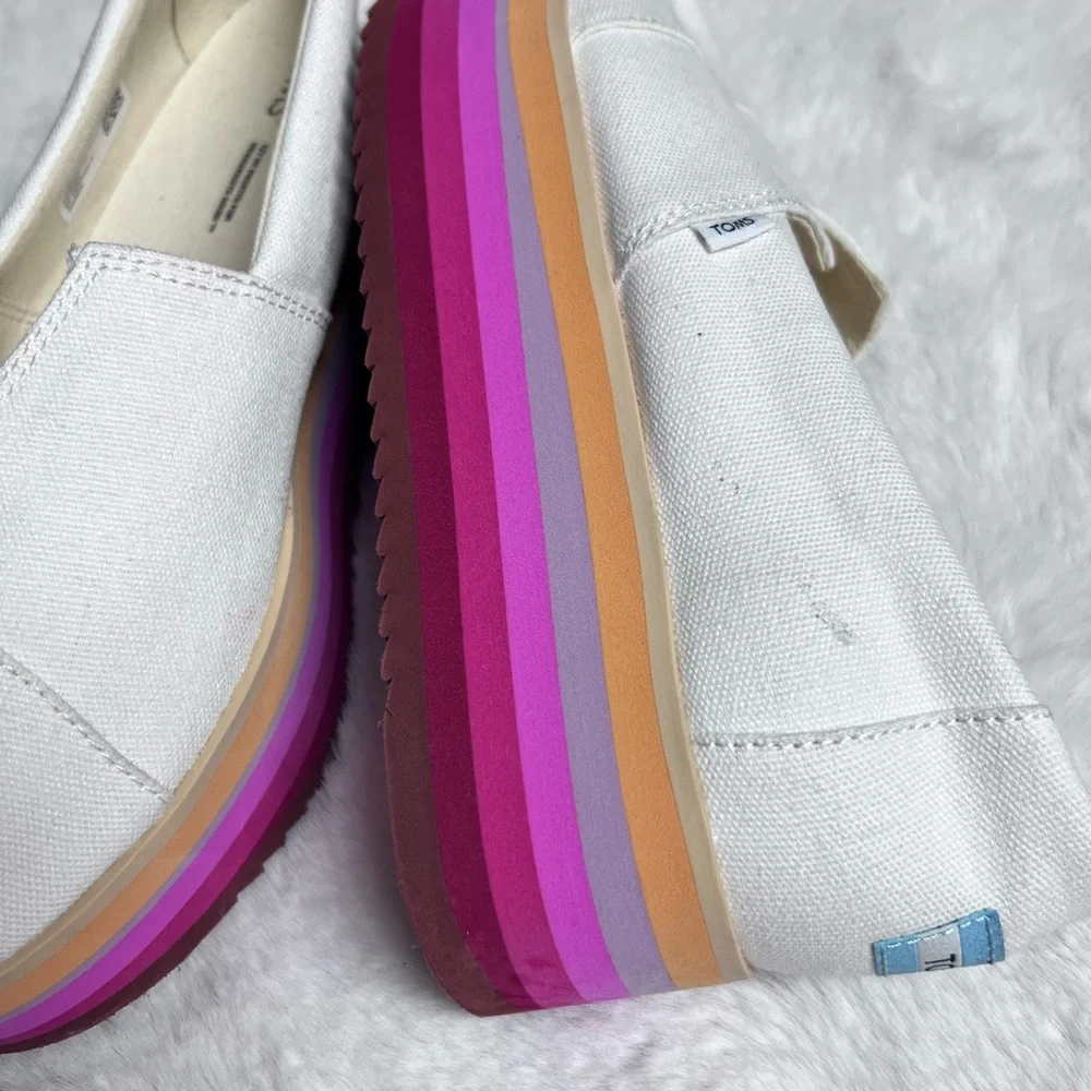 Toms Women's White Platforms with Multicolor Sole